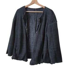 Tandem Made in Italy Jacket Top Womens  OS Lagenlook Linen Blend Reversible Gray